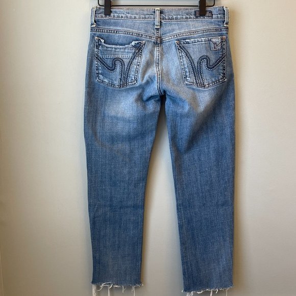 Citizens of Humanity Distressed Raw Hem Straight Leg Low Waist Ankle Jeans 27 - Picture 2 of 9